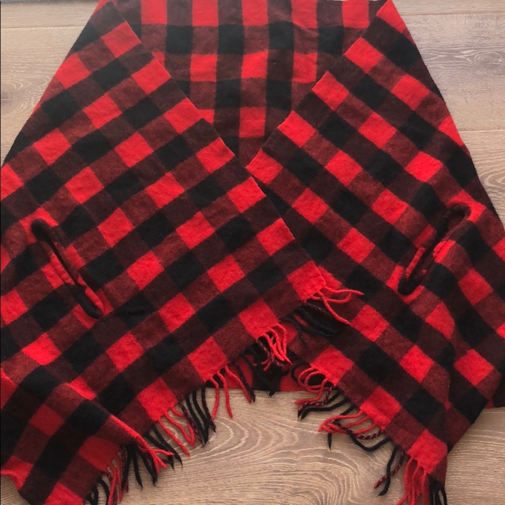 Madewell red buffalo check wrap